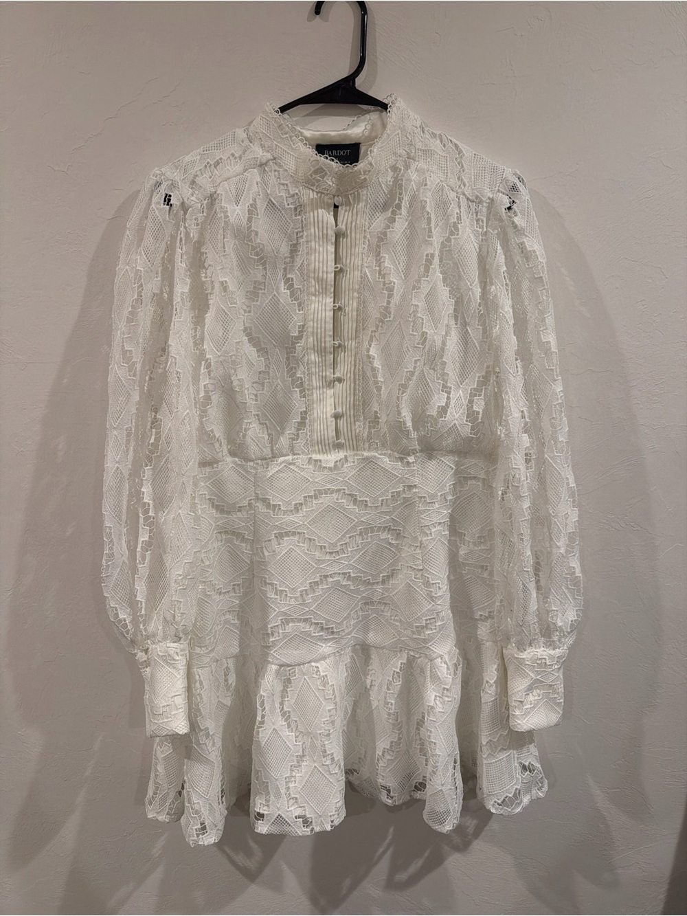 White Bardot Remy mini dress Lace High-Neck